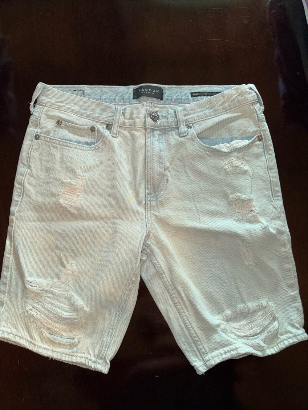 PacSun Men's Distressed Light Denim Shorts
